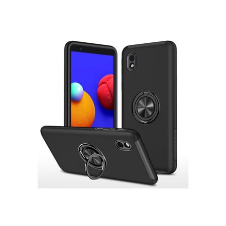 Samsung Galaxy A01 Core Uyumlu Kılıf Elit Yüzüklü Kapak - Siyah