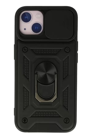 Apple iPhone 15 Uyumlu Kılıf Pars Lens Yüzüklü Silikon - Siyah