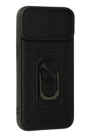 Apple iPhone 15 Uyumlu Kılıf Pars Lens Yüzüklü Silikon - Siyah
