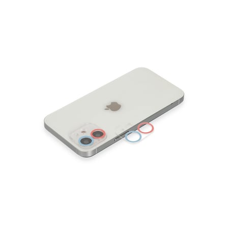 Apple iPhone 12 Mini Uyumlu Renkli Kamera Lens Koruma Cam - Pembe-Mavi