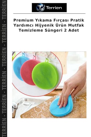 Premium Yıkama Fırçası Pratik Yardımcı Hijyenik Ürün Mutfak Temizleme Süngeri 2 Adet