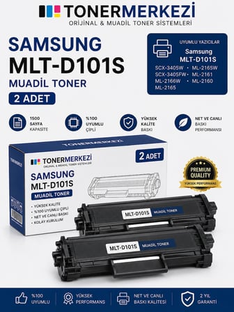Samsung MLT-D101S Muadil Toner 2'li Set Siyah