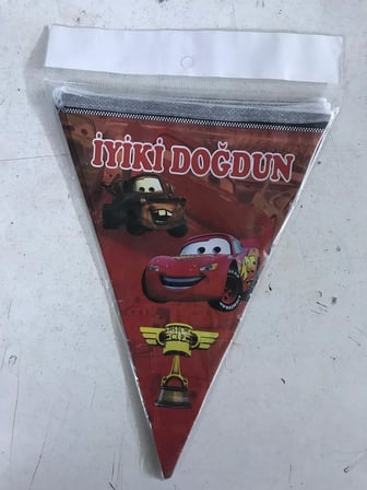 Özel Seri Askılı Süs Organizasyon Duvar Süsü CARS ÜÇGEN FLAMA