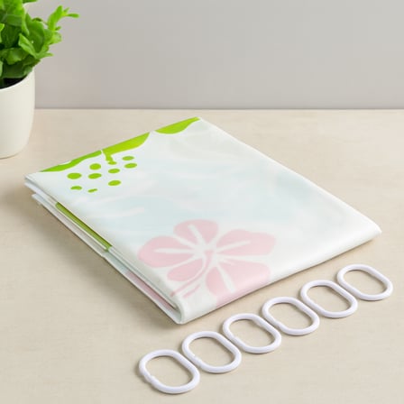 PVC Banyo Duş Perdesi 90x180 cm - 2'li, 12 Halka