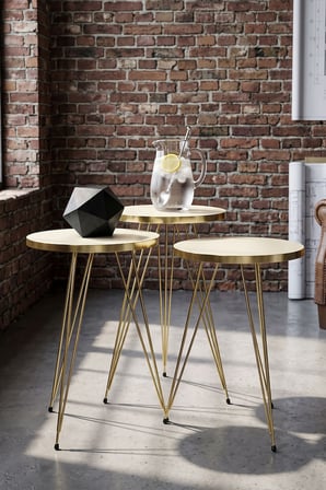 Zigon Sehpa Gold Krem Tel