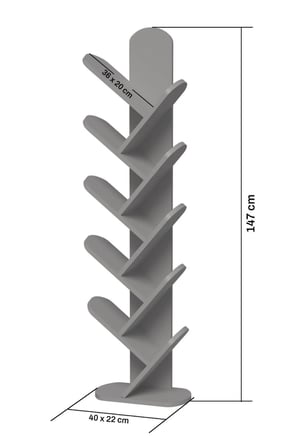 10 Raflı Kitaplık Ekru 147 Cm