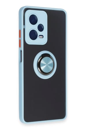 Xiaomi Redmi Note 12 5G Uyumlu Kılıf Montreal Yüzüklü Silikon Kapak - Buz Mavi