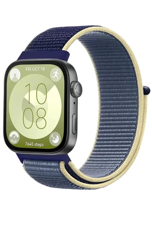 Huawei Fit 4 Hasırlı Cırtcırtlı Kordon - Sarı-Lacivert