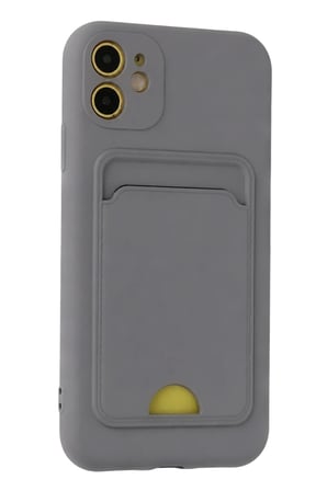 Apple iPhone 11 Uyumlu Kılıf Kelvin Kartvizitli Silikon - Gri