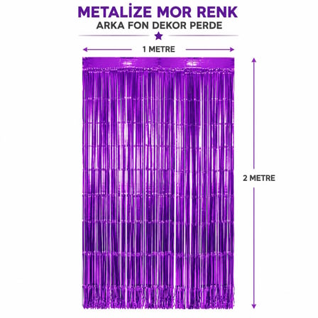 Mor Metalize Parti Perdesi 100x200 cm ? Kapı ve Arka Fon Perdesi