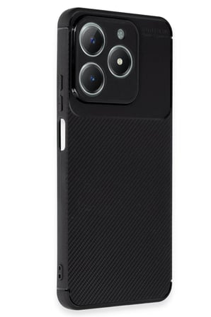 Realme C61 Uyumlu Kilif Auto Focus Karbon Kapak Siyah