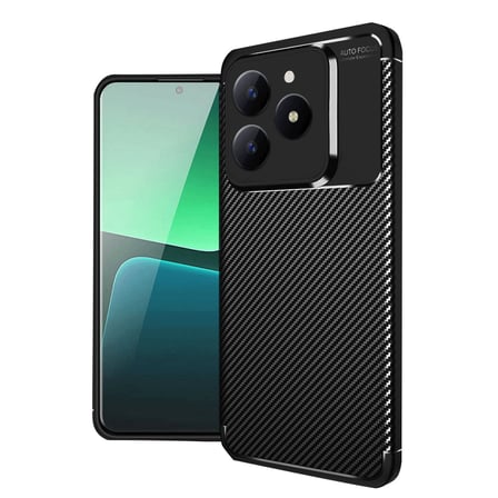 Realme C61 Uyumlu Kilif Auto Focus Karbon Kapak Siyah