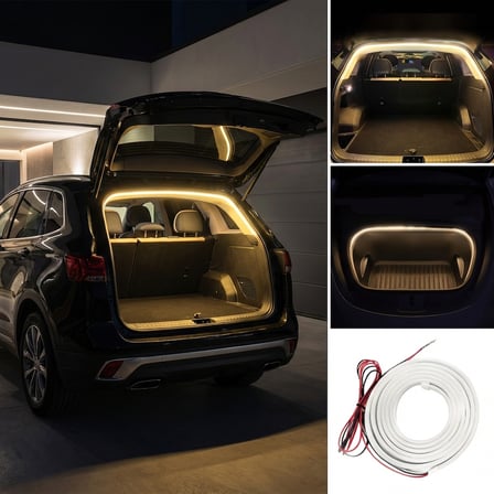 Araba Otomobil Ön Arka Bagaj İçi Aydınlatma Neon Led Şerit Kayar Modlu 12v 4 Metre Sarı