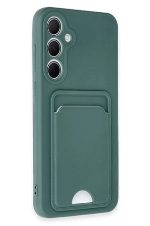 Samsung Galaxy A35 5G Uyumlu Kılıf Kelvin Kartvizitli Silikon - Koyu Yeşil