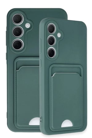 Samsung Galaxy A35 5G Uyumlu Kılıf Kelvin Kartvizitli Silikon - Koyu Yeşil