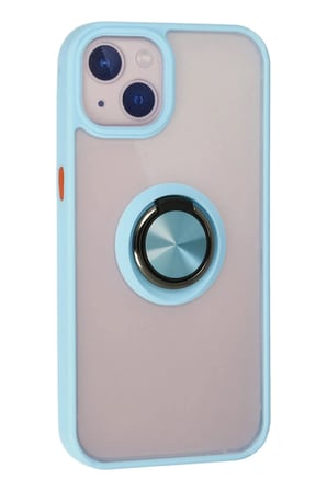 Apple iPhone 15 Uyumlu Kılıf Montreal Yüzüklü Silikon Kapak - Buz Mavi