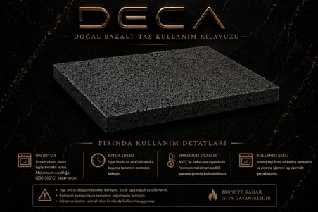  Doğal Bazalt Taş %100 Doğal | 800°C Isı Dayanımı | Fırın & Mangal Uyumlu, Pizza Taşı 30x35x2