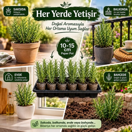 10 Adet Paper Potlu Biberiye Fidanı 10-15 cm – Köklü Canlı Fide – Saksı Balkon ve Bahçe İçin