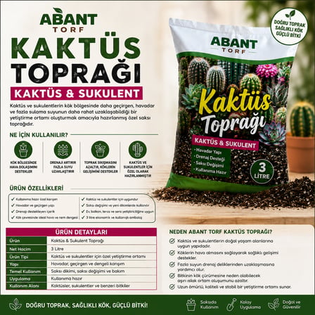 Kaktüs & Sukulent Toprağı 3 Litre – Havadar ve Drenaj Destekli Özel Karışım