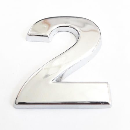 2 Rakamı 3,75 cm Krom Yapışkanlı