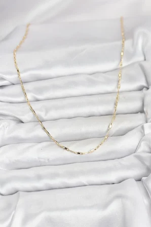 CM 14K Gold Renk Pirinç Ataç Zincir 60 cm Kadın Kolye 5886