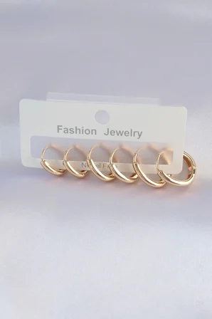 Pirinç Gold Renk Oval Küpe Seti 5886