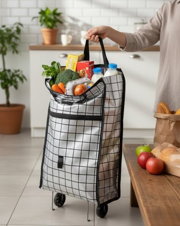 Sağlam Gövdeli Sessiz Tekerlekli Pazar ve Market Çantası