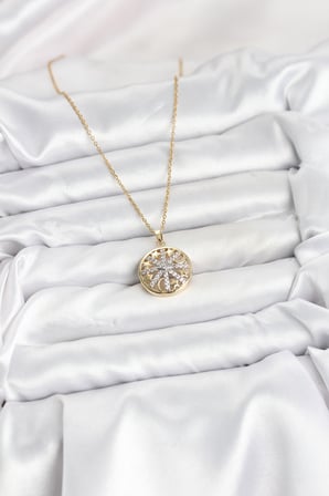 316L Çelik Zincir Gold Renk Zirkon Taşlı Kadın Kolye 5886