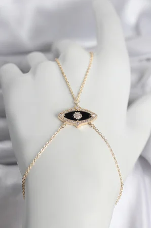 Pirinç Göz Model Gold Renk Zirkon Taşlı Kadın Şahmeran 5886