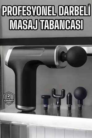 Masaj Tabancası 4 Başlıklı Kas ve Vücut Ağrıları İçin Şarjlı Darbeli