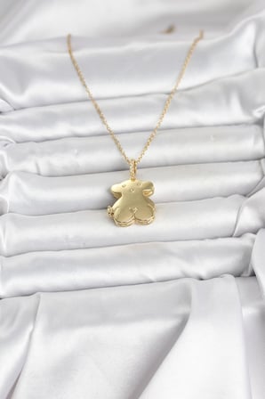 316L Çelik Zincir Gold Renk Ayıcık Model Açılabilir Kadın Kolye 5886