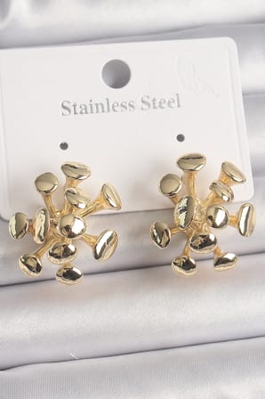Pirinç Gold Renk Virüs Figür Model Kadın Küpe 5886