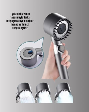 Masaj Fonksiyonlu Filtreli Duş Başlığı Dayanıklı Yapı