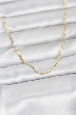 CM 14K Gold Renk Yassı Zincir Model 60 cm Kadın Kolye 5886