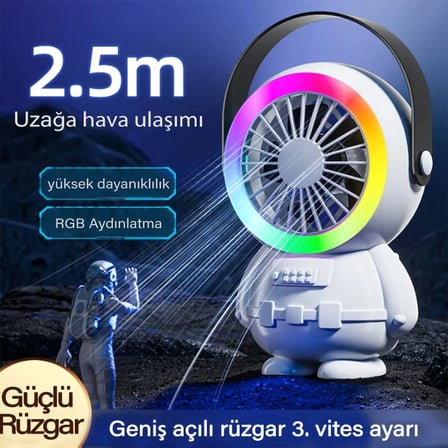 Ally Şarjlı Astronot Fan Vantilatör Taşınabilir El - Masa Üstü Vantilatör 15