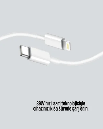 iPhone iPad Airpods Uyumlu 30W Type-C to Lightning Kablo