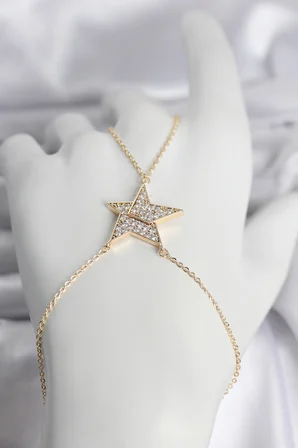 Pirinç Gold Renk Zirkon Taşlı Yıldız Model Kadın Şahmeran 5886