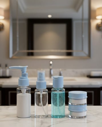 Kompakt 5’li Seyahat Banyo Şişe Takımı Çantalı