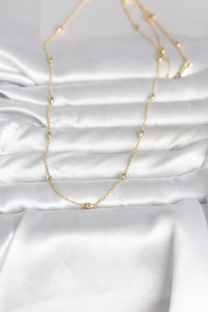 CM 14K Gold Renk Damla Topçuk Model Zincirli 60 cm Kadın Kolye 5886