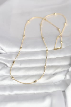 CM 14K Gold Renk Yılan Zincirli Damla Topçuk Model 60 cm Kadın Kolye 5886
