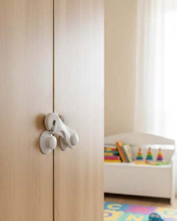 4 Adet Çocuk Güvenliği Dolap Kilidi Yapışkanlı Pratik Kullanım Ev İçi Korum