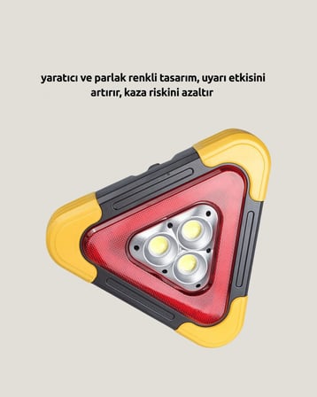 Solar Şarjlı Üçgen LED Park ve İkaz Lambası
