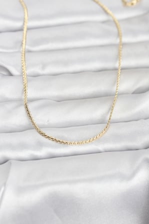 CM 14K Gold Renk Yassı Zincir Model 60 cm Kadın Kolye 5886