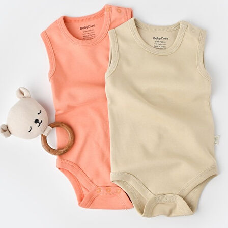 2'li Askılı Body Zıbın 3019 Açık Pembe - Krem