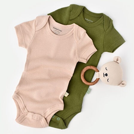 2'li Kısa Kollu Body Zıbın 11212 Yeşil - Açık Pembe