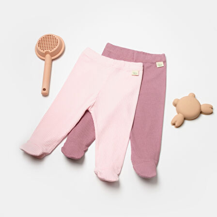 2'li Ayaklı Pantolon 9027 Gül-Pembe