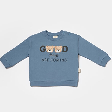 İki İplik %100 Pamuk Sweatshirt 8013 İndigo
