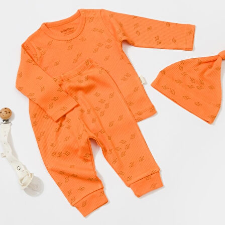 3'lü Takım Pantolon-Tişört-Şapka 25505 Kayısı