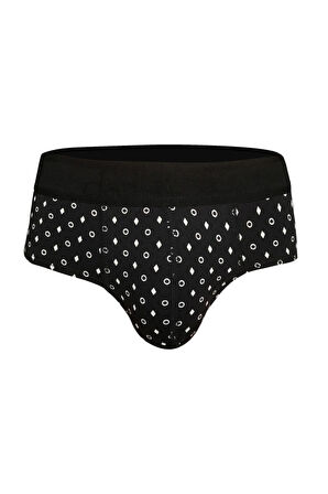 Erkek Geometrik Desenli Siyah Pamuklu Slip 6382