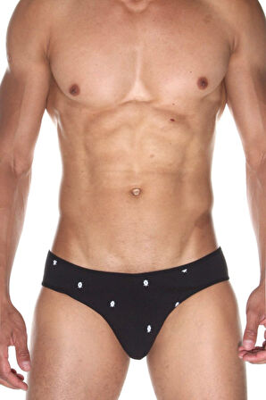 Erkek Likralı Desenli Lacivert Slip 6549